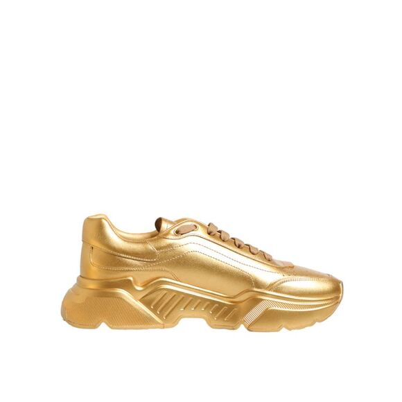 Dolce & Gabbana Gold Leather Daymaster Chunky Sneakers Men's Shoes